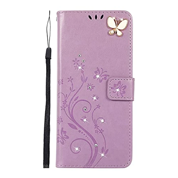 Lhyxuuk for Galaxy S24 Ultra Wallet Case, Flower Butterfly Pattern PU Leather Magnetic Case with Cards Slots Shockproof Protective Cover for Samsung S24 Ultra 5G (Bling Light purple, Galaxy S24 Ultra) by Lhyxuuk - Used - Like New condition - CA$4.09