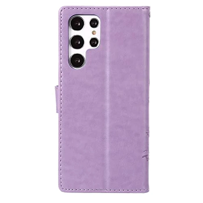 Lhyxuuk for Galaxy S24 Ultra Wallet Case, Flower Butterfly Pattern PU Leather Magnetic Case with Cards Slots Shockproof Protective Cover for Samsung S24 Ultra 5G (Bling Light purple, Galaxy S24 Ultra) by Lhyxuuk - Image 6