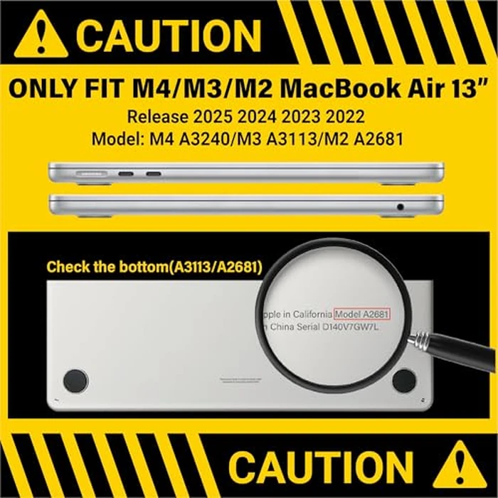 IBENZER Compatible with 2025 2024 2023 2022 MacBook Air 13 inch Case M4 A3240 M3 A3113 M2 A2681, Hardshell Case & Keyboard Cover for Mac Air 13.6 with Touch ID, Orange, CA-AT13-KK-OR+1 by IBENZER - Image 2