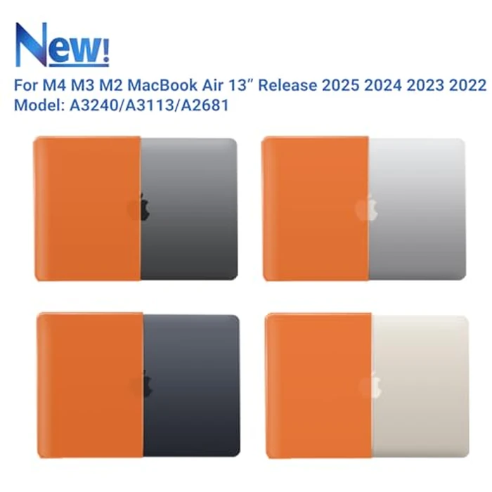 IBENZER Compatible with 2025 2024 2023 2022 MacBook Air 13 inch Case M4 A3240 M3 A3113 M2 A2681, Hardshell Case & Keyboard Cover for Mac Air 13.6 with Touch ID, Orange, CA-AT13-KK-OR+1 by IBENZER - Image 4