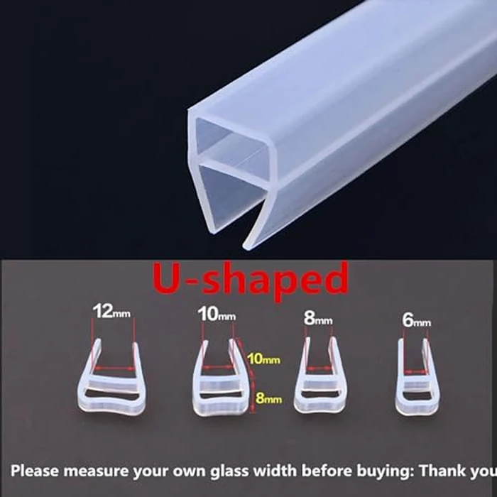 hokmly Shower Door Side Seal Strip - 120 - Inch Soft Silicone Frameless Side Seal Sweep to Stop Leaks! Glass Door Seal Strip for a Tight, Waterproof Seal ! Leak Guard U-Type 1/2 inch by hokmly - Image 2