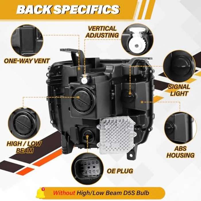 LIWEDFG Xenon Headlight Assembly Compatible with GMC Sierra 1500 2016-2018 Headlamp, HID Projector Headlight with LED DRL Replacement for GM2502453 84046790 84568272, w/o D5S Bulb, Left Driver Side by LIWEDFG - Image 4