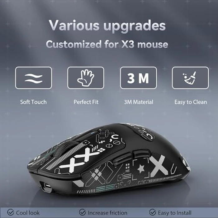 Mouse Anti Slip Grip Tape, Pre-Cut Universal Griptape for Superlight Wireless Gaming Mouse Skins, Sweat Resistant, Elastics Refined Side Grips, Easy to Apply, Ultra-Thin 0.5mm (0.02in) - Black by MANBASNAKE - Image 4
