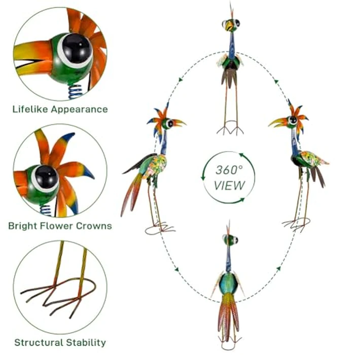 ViteenLight Metal Bird Sculpture,35" Bird Decor Yard Statue Decorations Outdoor,Funny Sculpture for Patio, Lawn, Backyard,Housewarming Present for Mom, Friends by ViteenLight - Image 3