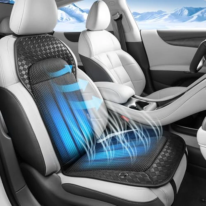 Coverado Cooling Car Seat Cushion, 12V-24V Ventilated Seat Pad with 8 Turbo Fans, 3-Speed Adjustable Dual Blowing & Suction Cooling Cushion, Universal Fit for Car SUV Truck Van All Vehicles, Black by Coverado - Used - Very Good condition - US$71.94