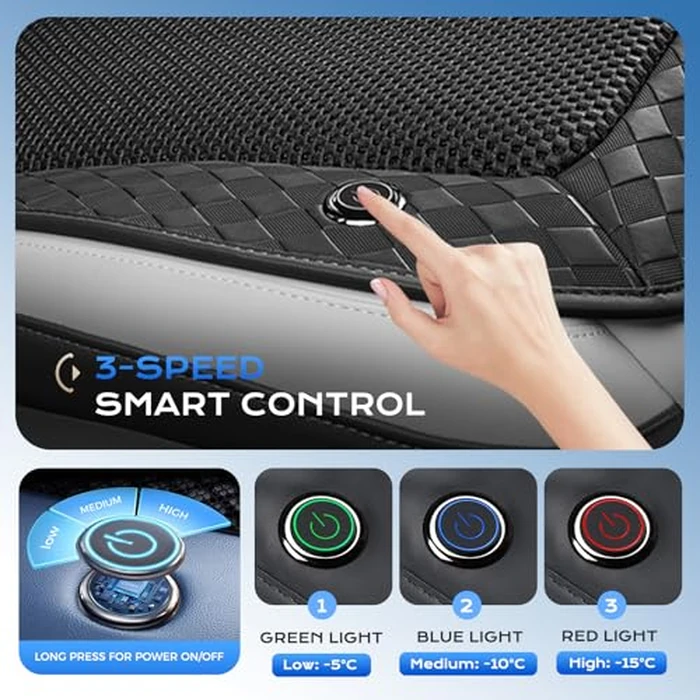Coverado Cooling Car Seat Cushion, 12V-24V Ventilated Seat Pad with 8 Turbo Fans, 3-Speed Adjustable Dual Blowing & Suction Cooling Cushion, Universal Fit for Car SUV Truck Van All Vehicles, Black by Coverado - Image 4