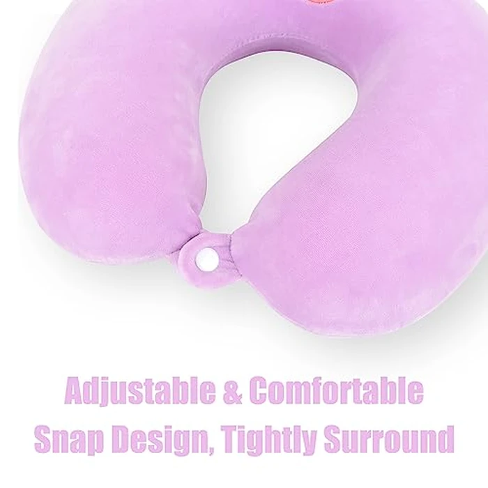 Sexysamba Cartoon Headrest & Neck Pillow for Kids Boys & Girls, Teens, Travel Accessories for Airplane, Car, Recline, Memory Foam Cute Travel Pillow with Sleep Eye Mask - Purple Unicorn by Sexysamba - Image 3