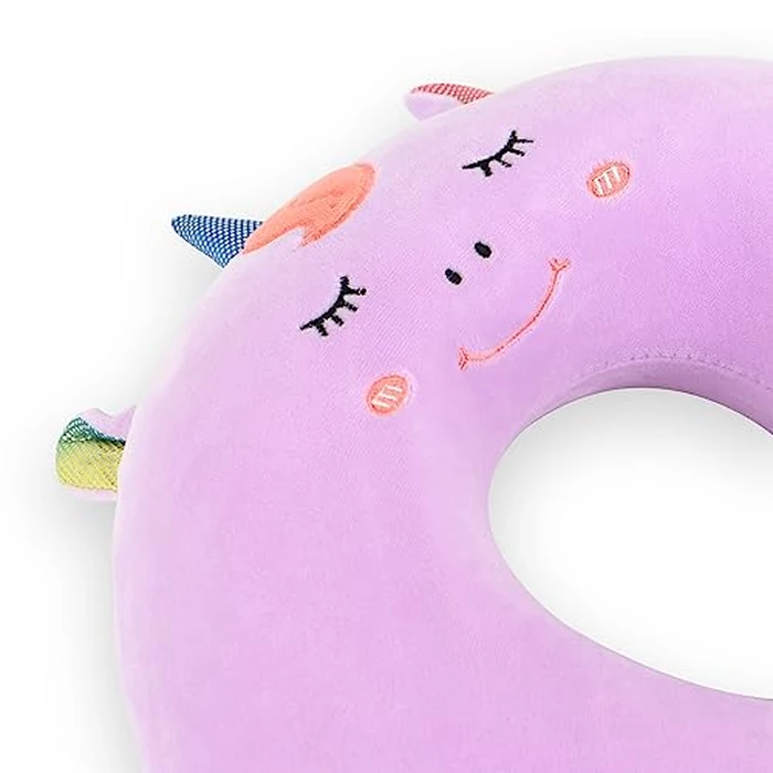 Sexysamba Cartoon Headrest & Neck Pillow for Kids Boys & Girls, Teens, Travel Accessories for Airplane, Car, Recline, Memory Foam Cute Travel Pillow with Sleep Eye Mask - Purple Unicorn by Sexysamba - Image 6