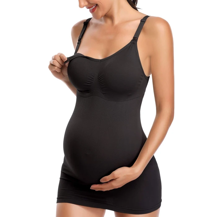 Womens Nursing Tank Tops Built in Bra for Breastfeeding Maternity Camisole Brasieres Color 3Black S by BRLIDO - Image 2