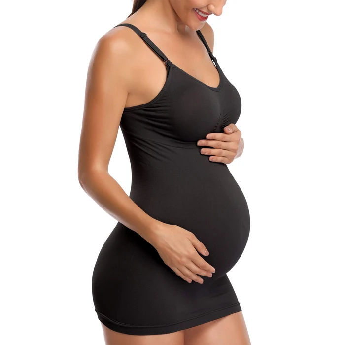 Womens Nursing Tank Tops Built in Bra for Breastfeeding Maternity Camisole Brasieres Color 3Black S by BRLIDO - Image 3