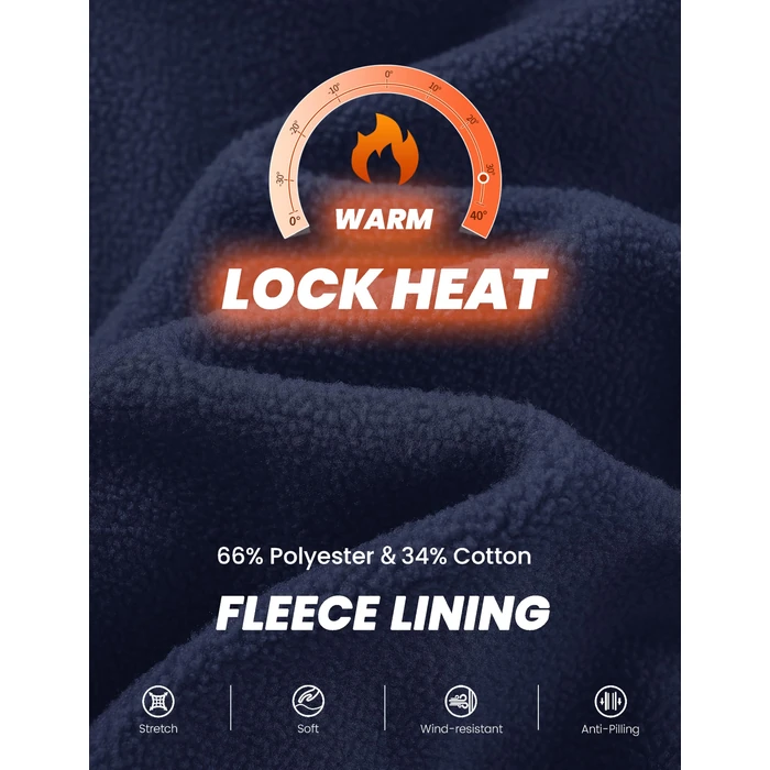 MAGCOMSEN Fleece Hoodies For Men Cotton Sweatshirts Winter Fleece Lined Pullover Soft Warm Hoodie Workout Running Hooded Sweatshirt Navy M by MAGCOMSEN - Image 4