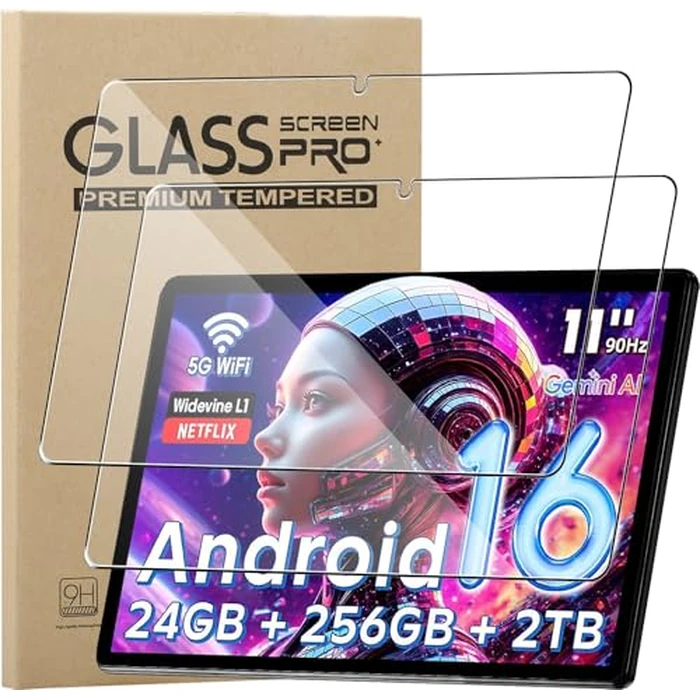 KZIOACSH 2 Pack Screen Protector for Raemond M70/Raemond Android 16 Tablet 11 Inch, Ultra Clear 9H Hardness Touch Sensitive Anti-Scratch Anti-Fingerprint Protective Tempered Glass Screen Guard by KZIOACSH - Used - Good condition - CA$13.60