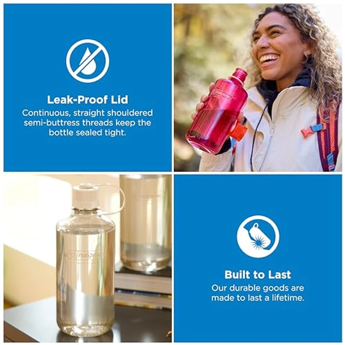 Nalgene 32 oz Narrow Mouth Water Bottle | BPA-Free, Durable & Leak Proof, Lghtweght Bottle for Hkng, Gym & Travel, Cotton by Nalgene - Image 2