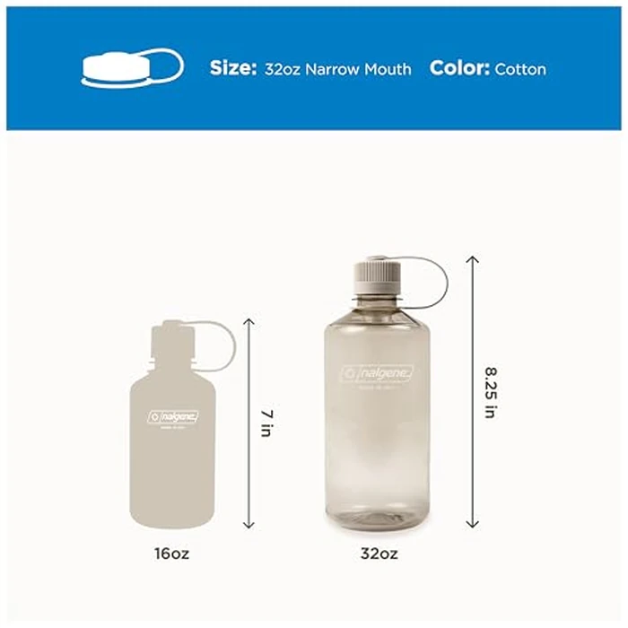 Nalgene 32 oz Narrow Mouth Water Bottle | BPA-Free, Durable & Leak Proof, Lghtweght Bottle for Hkng, Gym & Travel, Cotton by Nalgene - Image 5