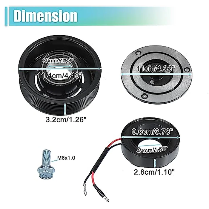 X AUTOHAUX AC Compressor Clutch Kit for Toyota Tacoma 2005-2015 A/C Clutch Pulley Plate Coil Repair Assembly Replace No.8832004060 by X AUTOHAUX - Image 3