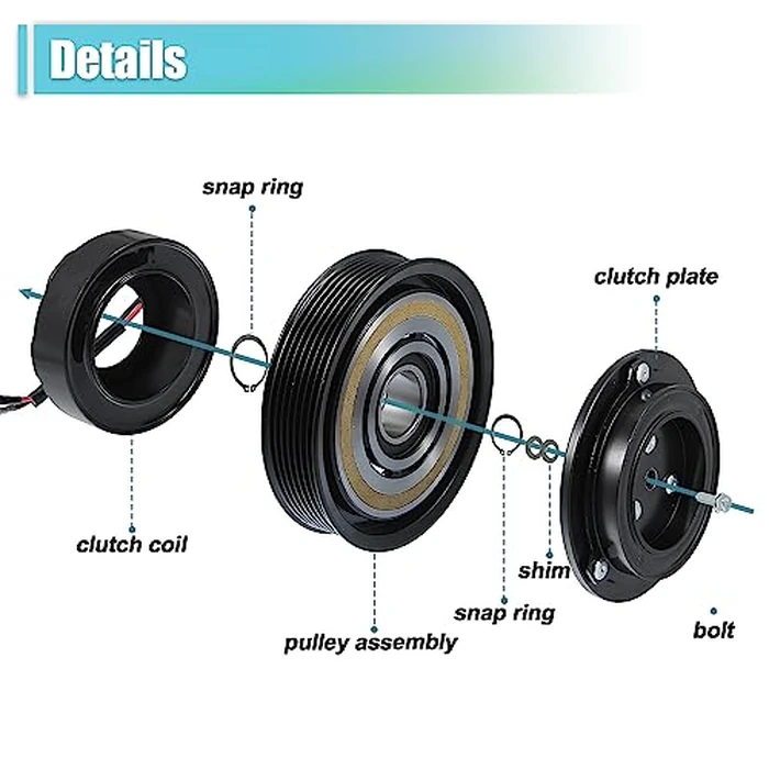 X AUTOHAUX AC Compressor Clutch Kit for Toyota Tacoma 2005-2015 A/C Clutch Pulley Plate Coil Repair Assembly Replace No.8832004060 by X AUTOHAUX - Image 5
