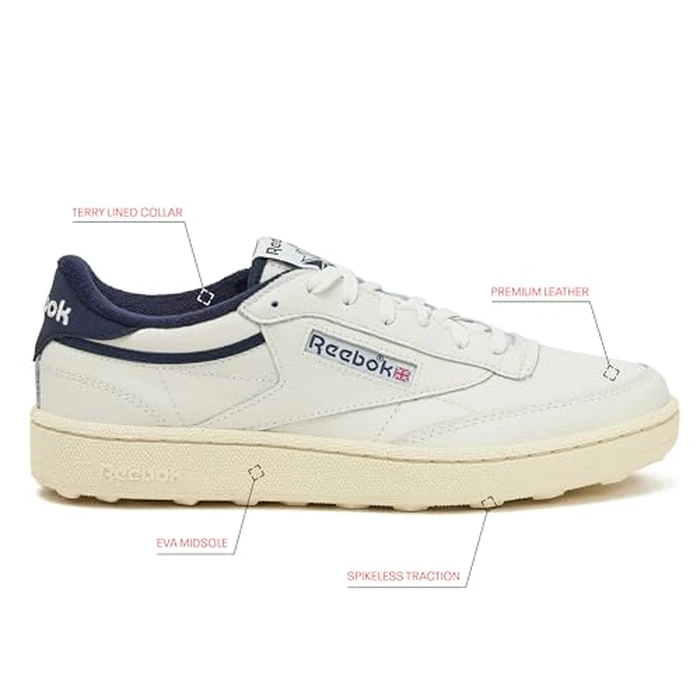 Reebok Men's Club C Golf Shoe, Chalk/Vintage Chalk/Vector Navy, Men's Size 10 by Reebok - Image 2