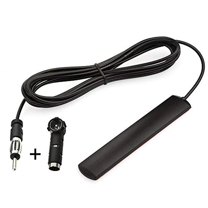 Eightwood Car Stereo FM Radio Antenna, Hidden Windshield Antenna, DIN Plug Adhesive Patch Antennae + DIN Female to ISO Adapter for Vehicle Car Truck Stereo Receiver Head Unit FM HD Radio by Eightwood - Image 1