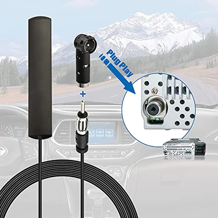 Eightwood Car Stereo FM Radio Antenna, Hidden Windshield Antenna, DIN Plug Adhesive Patch Antennae + DIN Female to ISO Adapter for Vehicle Car Truck Stereo Receiver Head Unit FM HD Radio by Eightwood - Image 3