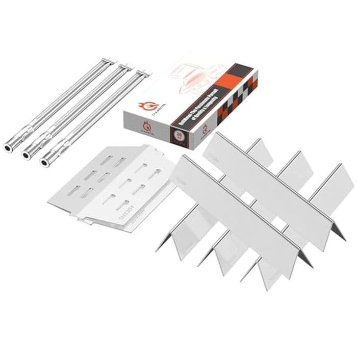 SUS304 Grill Parts for Weber Genesis 300 Series with Front Control Knob, Genesis Burner Tube, Heat Deflectors & 17.5" Flavorizer Bars for Weber Genesis E/S310 E/S320, Replacement for Weber 7621 62752 by QuliMetal - Image 1