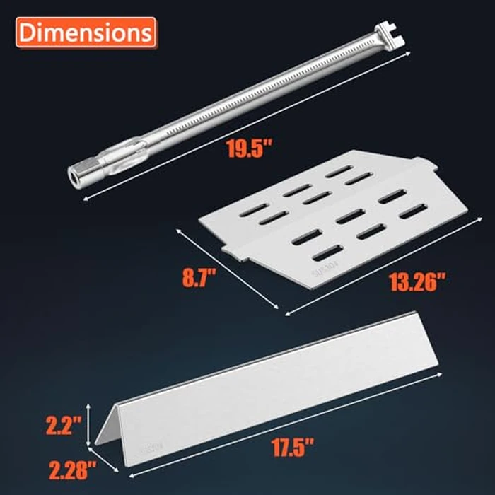 SUS304 Grill Parts for Weber Genesis 300 Series with Front Control Knob, Genesis Burner Tube, Heat Deflectors & 17.5" Flavorizer Bars for Weber Genesis E/S310 E/S320, Replacement for Weber 7621 62752 by QuliMetal - Image 2