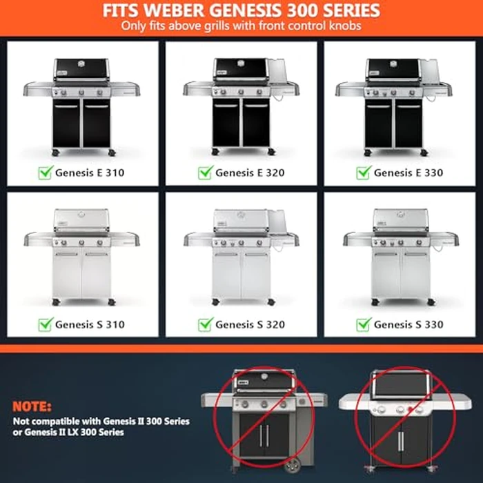 SUS304 Grill Parts for Weber Genesis 300 Series with Front Control Knob, Genesis Burner Tube, Heat Deflectors & 17.5" Flavorizer Bars for Weber Genesis E/S310 E/S320, Replacement for Weber 7621 62752 by QuliMetal - Image 3