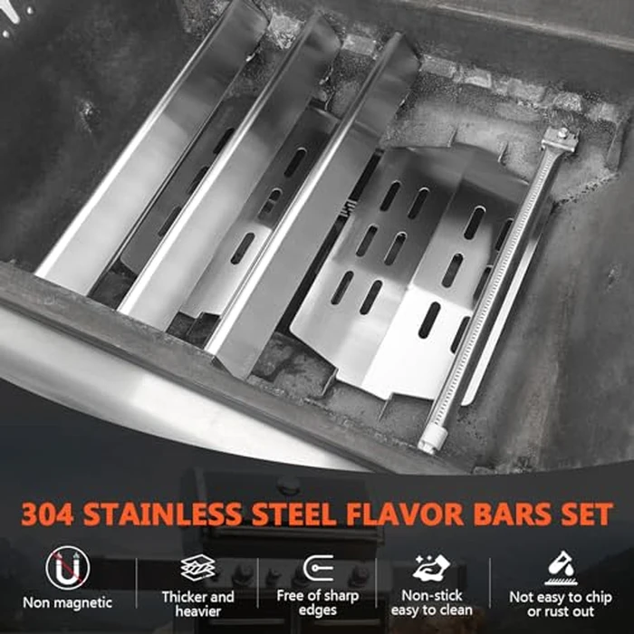 SUS304 Grill Parts for Weber Genesis 300 Series with Front Control Knob, Genesis Burner Tube, Heat Deflectors & 17.5" Flavorizer Bars for Weber Genesis E/S310 E/S320, Replacement for Weber 7621 62752 by QuliMetal - Image 6