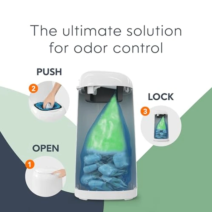 Diaper Genie Classic Diaper Pail Gift Set | Push-N-Lock Odor Control | Includes Starter Refill and Jumbo+ Refill | Holds up to 1,245 Newborn Diapers | Baby Registry Must-Have by Diaper Genie - Image 4
