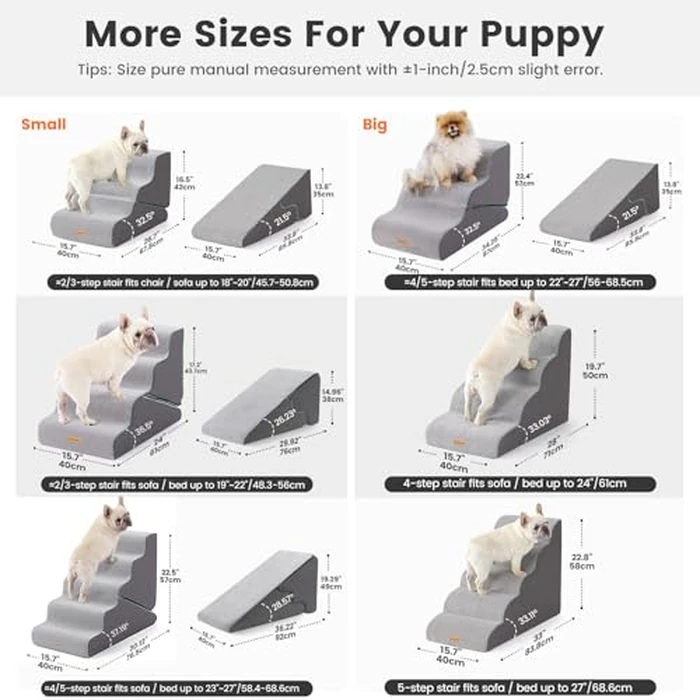 Gardner Pet Dog Stairs for Small Dogs 16.5" H, 2 in 1 Transformable 3-Step Pet Stairs and ramp, Dog Steps for Couch (13-20 in) with Durable Non-Slip Waterproof Cover and CertiPUR-US Certified Foam by Gardner Pet - Image 3