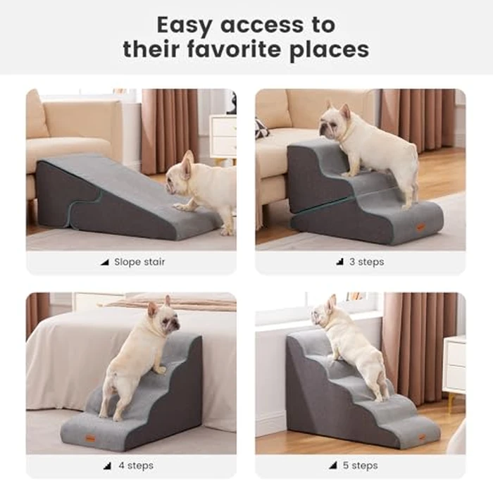 Gardner Pet Dog Stairs for Small Dogs 16.5" H, 2 in 1 Transformable 3-Step Pet Stairs and ramp, Dog Steps for Couch (13-20 in) with Durable Non-Slip Waterproof Cover and CertiPUR-US Certified Foam by Gardner Pet - Image 6