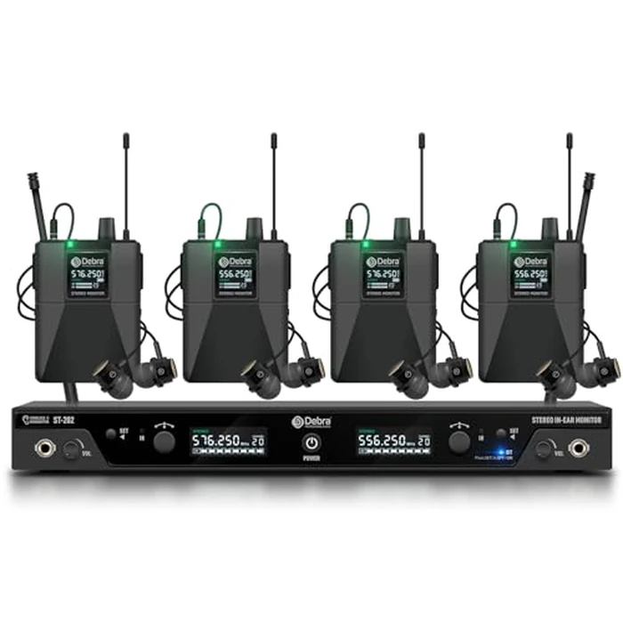 D Debra Audio PRO Stereo Wireless in Ear Monitor System, Dual Channel Wireless IEM with Monitoring Type for Stage, Receiver for Studio, Guitar, Band Performance (Dual Channel, 4 Bodypack) by D Debra - Used - Good condition