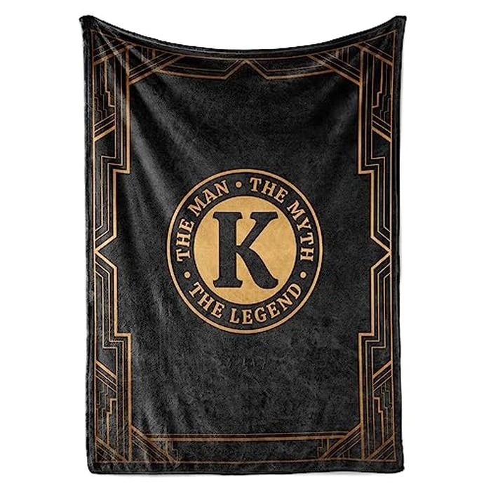 InnoBeta Gifts for Men, Initial Mens Gifts for Him, Birthday Gift Ideas, Mens Blanket, 300gsm Flannel Throw Blanket Gift for Dad, Grandpa, Husband, 50"x 65", K by InnoBeta - Image 1