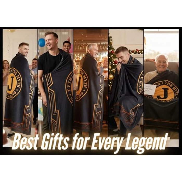 InnoBeta Gifts for Men, Initial Mens Gifts for Him, Birthday Gift Ideas, Mens Blanket, 300gsm Flannel Throw Blanket Gift for Dad, Grandpa, Husband, 50"x 65", K by InnoBeta - Image 2