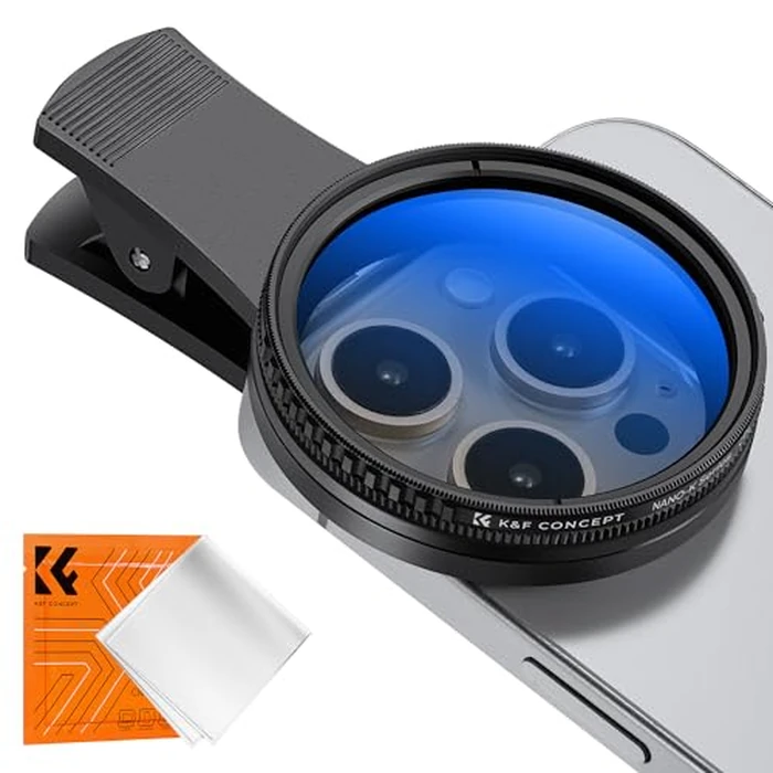 K&F CONCEPT 52mm Clip-on CPL Phone Camera Lens Filter Kit, Circular Polarizer Polarizing Filter Compatible with iPhone 17 16 15 14 13 12 11 by K&F CONCEPT - Image 1