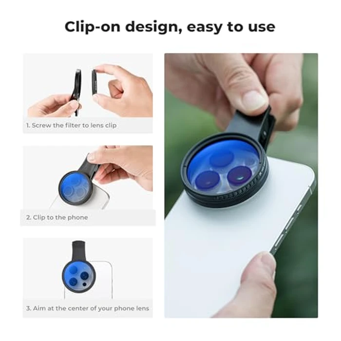 K&F CONCEPT 52mm Clip-on CPL Phone Camera Lens Filter Kit, Circular Polarizer Polarizing Filter Compatible with iPhone 17 16 15 14 13 12 11 by K&F CONCEPT - Image 6