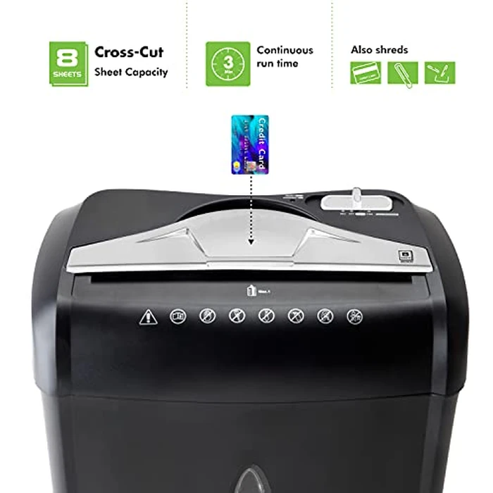 Aurora High Security Paper and Credit Card Shredder with 3.7-Gallon Wastebasket, 8-Sheet Cross-Cut with Basket by Aurora - Image 2