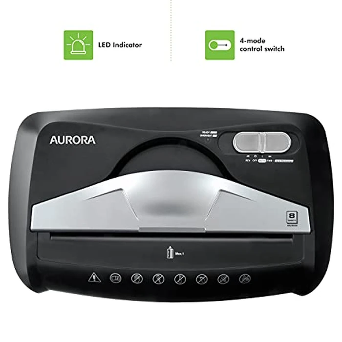 Aurora High Security Paper and Credit Card Shredder with 3.7-Gallon Wastebasket, 8-Sheet Cross-Cut with Basket by Aurora - Image 5