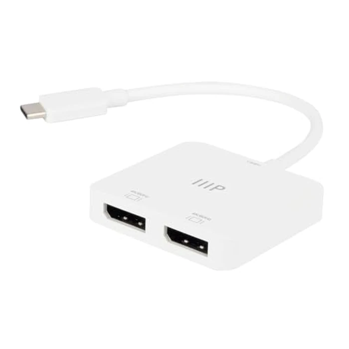 MonoPrice USB-C to Dual 4K DisplayPort Adapter (Dual 4K@60Hz) Compatible with Thunderbolt 3 Devices with Windows and MacOS, White by Monoprice - Used - Good condition - CA$7.14