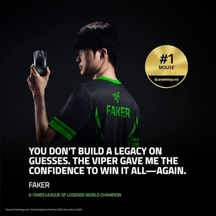 Razer Viper V3 Pro Wireless Esports Gaming Mouse: Symmetrical - 54g Lightweight - 8K Polling - 35K DPI Optical Sensor - Gen3 Optical Switches - 8 Programmable Buttons - 95 Hr Battery - Black by Razer - Image 2