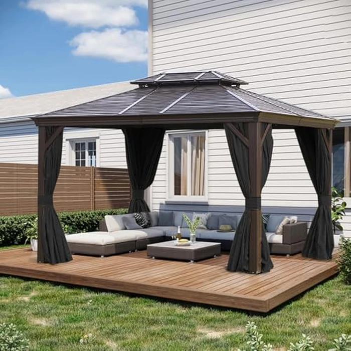 slashome 10'x12' Gazebo Curtains Outdoor Waterproof, Black Universal Replacement Curtain 4-Panels, Sidewalls with Zipper for Garden, Patio, Yard (Only Curtains) by slashome - Image 6