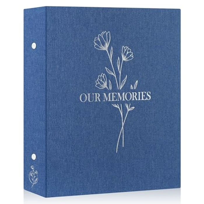 Lanpn Photo Album 4x6 400 Pockets, Linen OUR MEMORIES Hardcover Photobook Photo Book Holds 400 Vertical Pictures Only Blue by Lanpn - Image 1