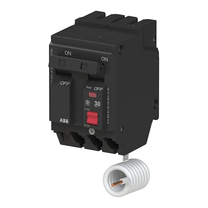 ABB Q-Line(R) THQL2130GFT Ground Fault Circuit Breaker • 30 Amp Double-Pole Breaker • GFCI Protection • 120/240 VAC • 10 kAIC Interrupt Rating • Plug-On Pigtail Breaker for Load Centers by ABB - Image 2