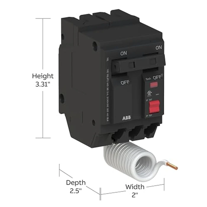 ABB Q-Line(R) THQL2130GFT Ground Fault Circuit Breaker • 30 Amp Double-Pole Breaker • GFCI Protection • 120/240 VAC • 10 kAIC Interrupt Rating • Plug-On Pigtail Breaker for Load Centers by ABB - Image 4
