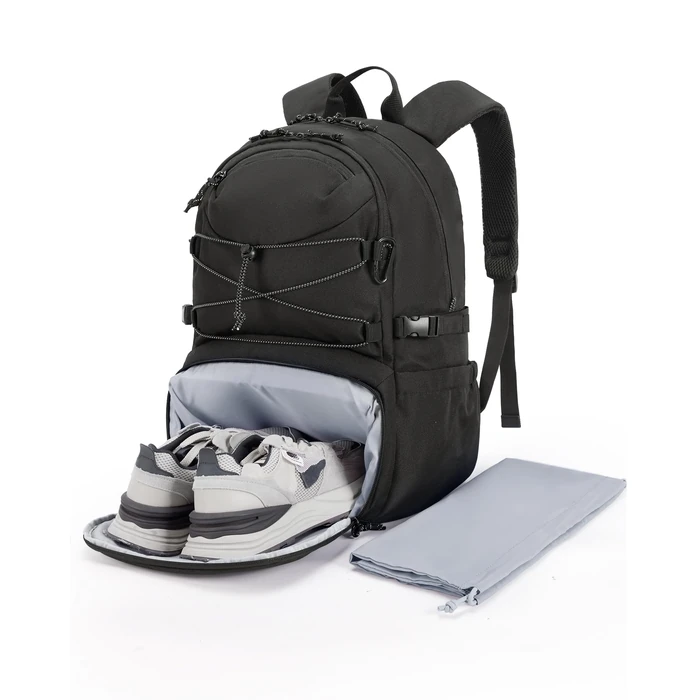 BAGSMART Gym Backpack with Shoes Compartment, Travel Backpack for Men Women, Stylish Workout Sport Bag for Yoga, Casual Weekender Carry On for Flight, College, Outdoor, Black by BAGSMART - Used - Like New condition - US$18.99