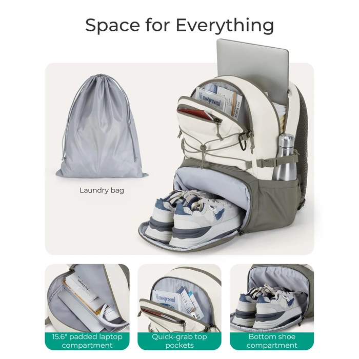 BAGSMART Gym Backpack with Shoes Compartment, Travel Backpack for Men Women, Stylish Workout Sport Bag for Yoga, Casual Weekender Carry On for Flight, College, Outdoor, Black by BAGSMART - Image 3