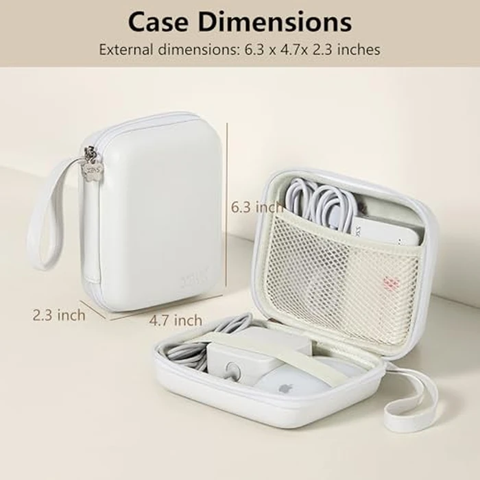 Linpr Charger Case for Macbook, Portable Tech Electronic Organizer Bag,Travel Storage Pouch for Laptop Accessories, MacBook Power Adapter, Charging Cords, USB Drives, Power Bank (White, L) by Linpr - Image 2