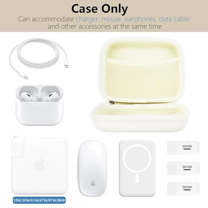 Linpr Charger Case for Macbook, Portable Tech Electronic Organizer Bag,Travel Storage Pouch for Laptop Accessories, MacBook Power Adapter, Charging Cords, USB Drives, Power Bank (White, L) by Linpr - Image 3
