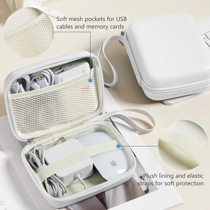Linpr Charger Case for Macbook, Portable Tech Electronic Organizer Bag,Travel Storage Pouch for Laptop Accessories, MacBook Power Adapter, Charging Cords, USB Drives, Power Bank (White, L) by Linpr - Image 5