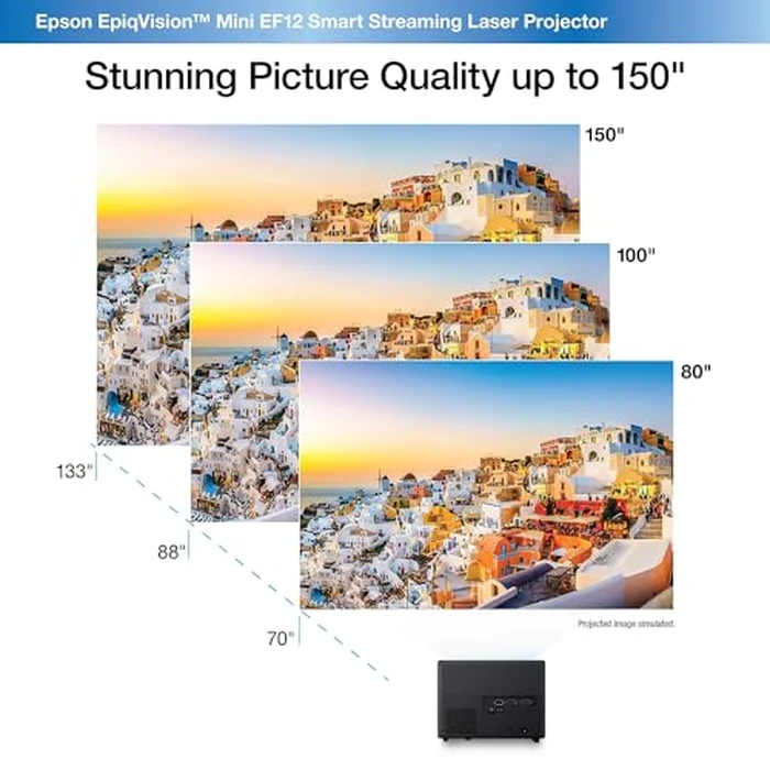 Epson EpiqVision Mini EF12 Smart Streaming Laser Projector, HDR, Android TV, Movies, Family Gaming, Portable, sound by Yamaha, 3LCD, Full HD 1080p, 1000 lumens Color & White Brightness Bluetooth Black by Epson - Image 4