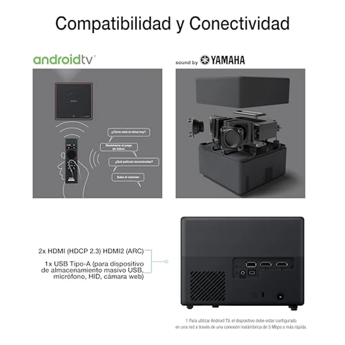 Epson EpiqVision Mini EF12 Smart Streaming Laser Projector, HDR, Android TV, Movies, Family Gaming, Portable, sound by Yamaha, 3LCD, Full HD 1080p, 1000 lumens Color & White Brightness Bluetooth Black by Epson - Image 5